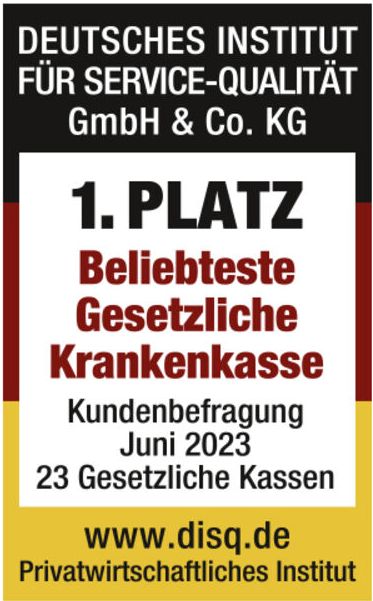 Auszeichnung Beliebteste Krankenkasse 2023 Deutsches Institut für Service-Qualität