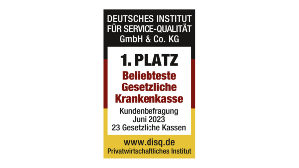 Auszeichnung Beliebteste Krankenkasse 2023 Deutsches Institut für Service-Qualität